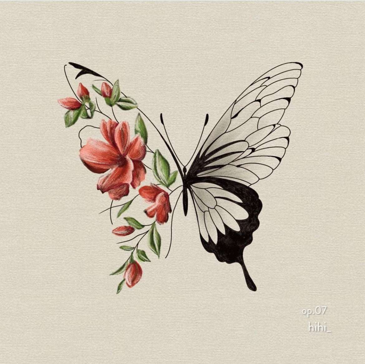 Apricotflowers colour tattoo