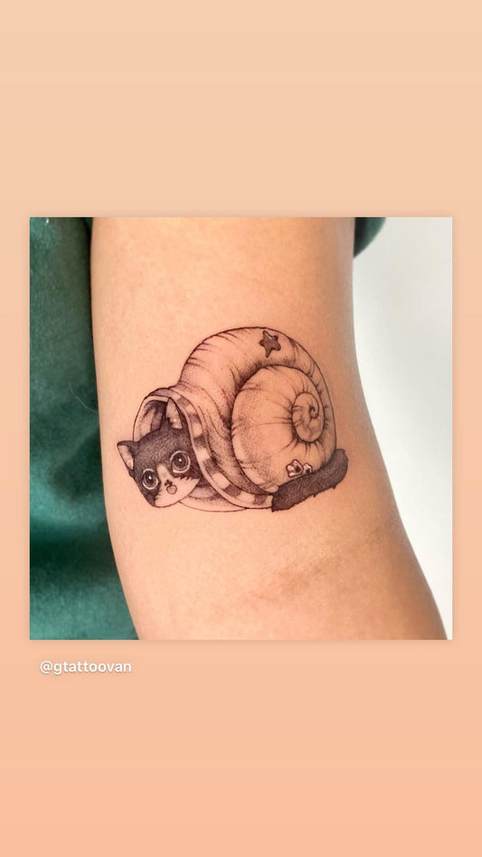 best custom snail cat tattoo